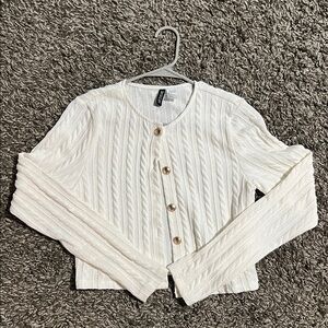 H&M White Cable Knit Cardigan